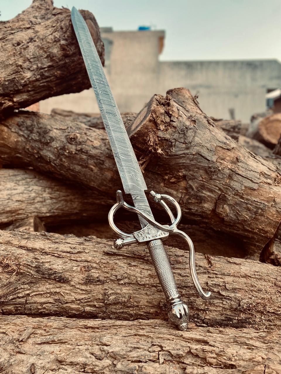 Hand Forged Legend of Zorro Rapier Damascus Steel Sword