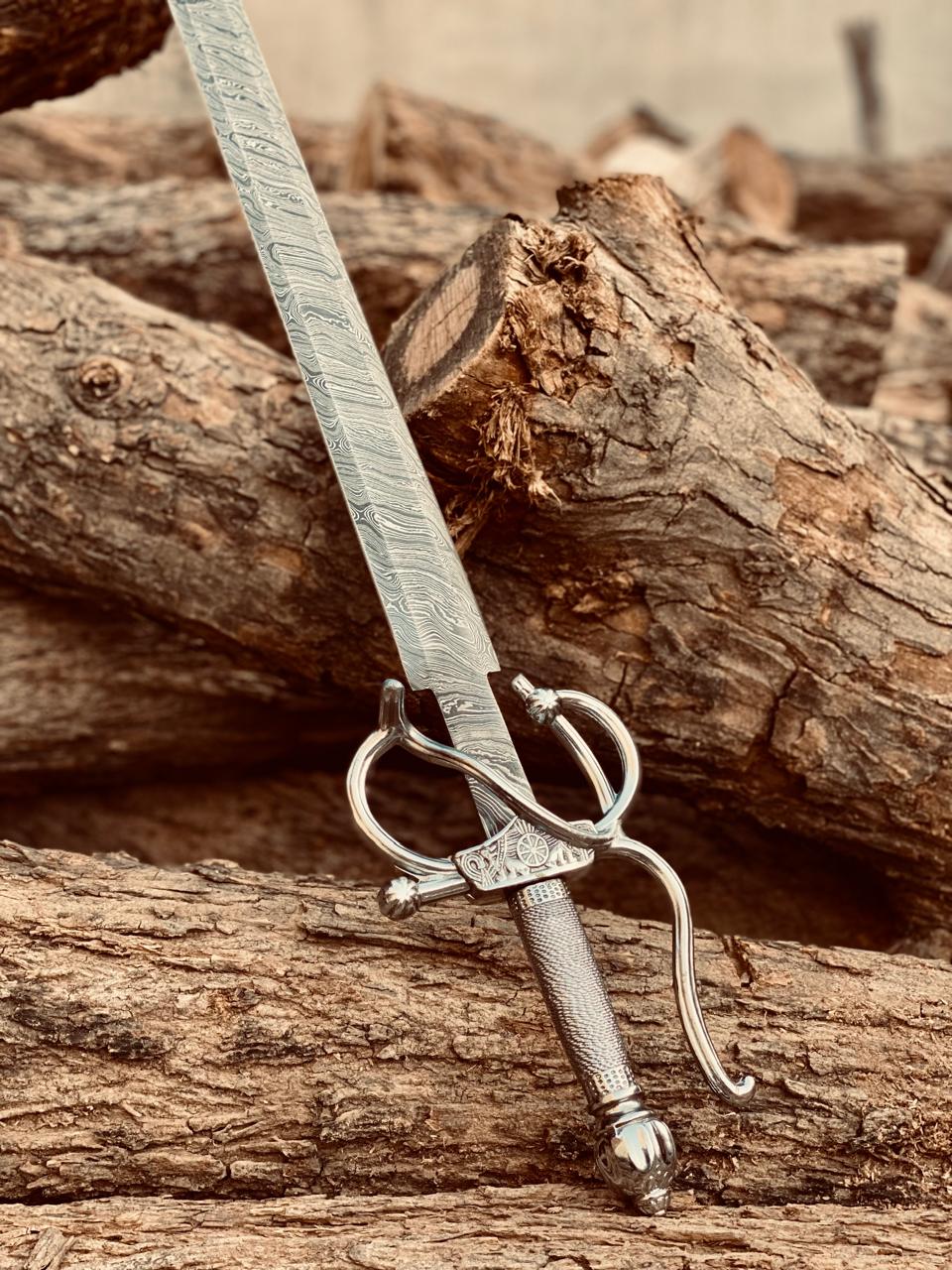 Hand Forged Legend of Zorro Rapier Damascus Steel Sword