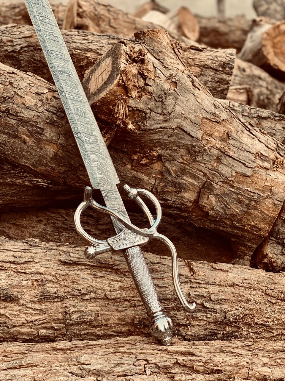 Hand Forged Legend of Zorro Rapier Damascus Steel Sword