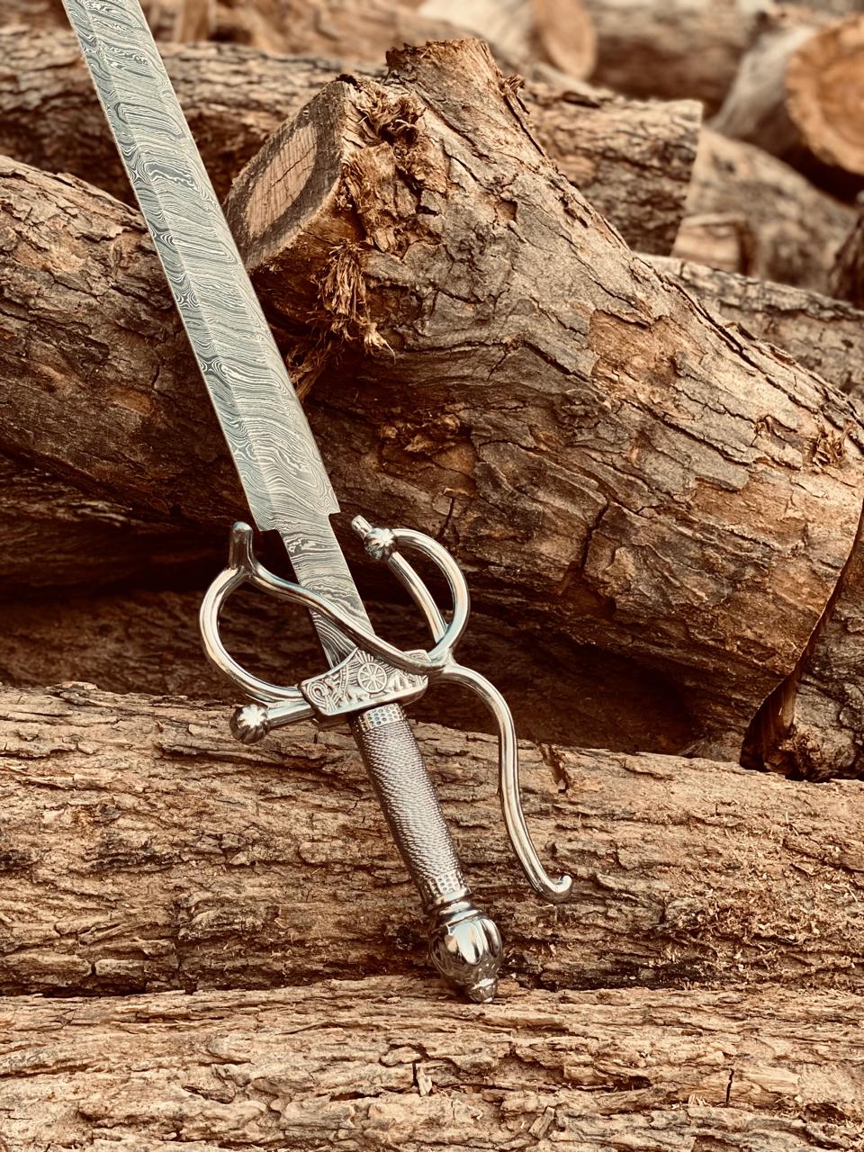 Hand Forged Legend of Zorro Rapier Damascus Steel Sword