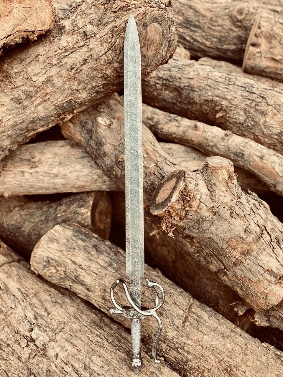 Hand Forged Legend of Zorro Rapier Damascus Steel Sword