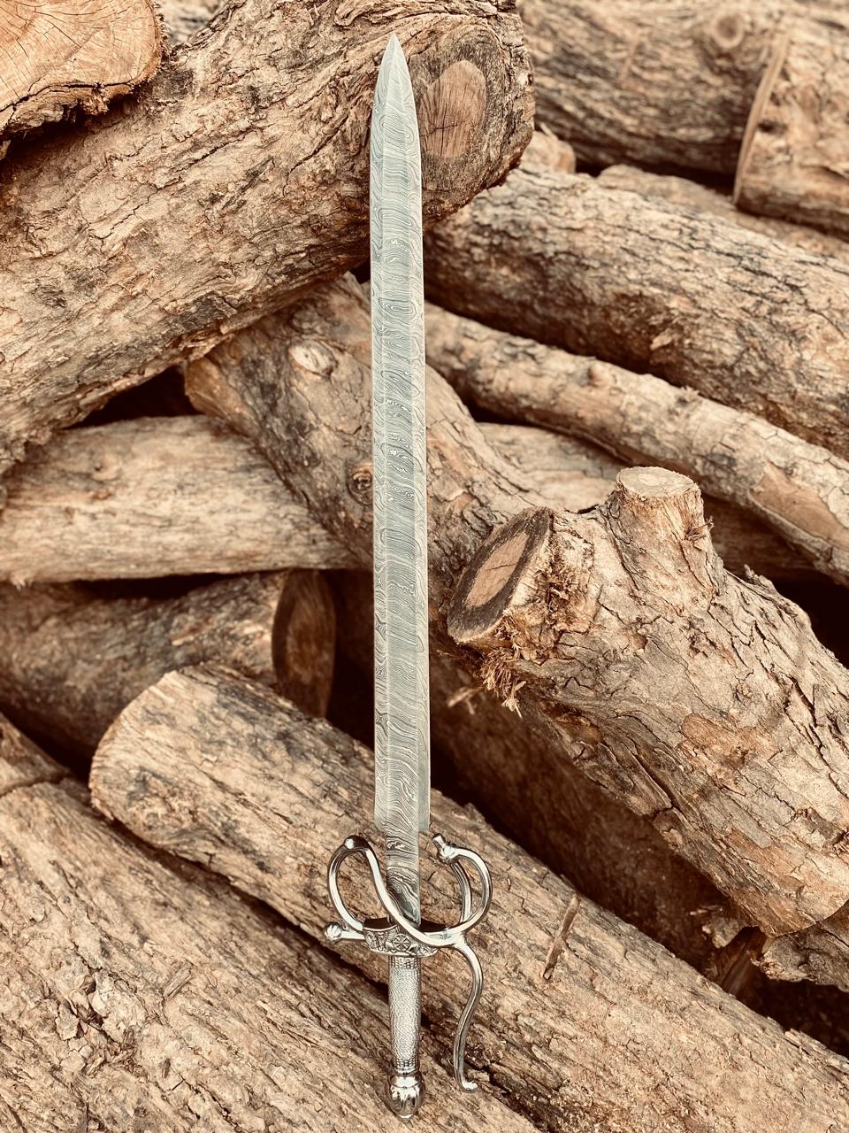 Hand Forged Legend of Zorro Rapier Damascus Steel Sword